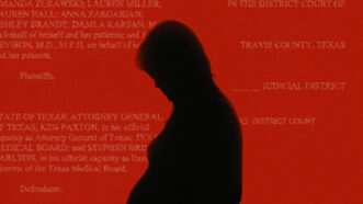 Pregnant woman on red background | Illustration: Lex Villena