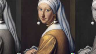 Crispin Sartwell as Vermeer's "Girl With a Pearl Earring" | DALL-E: “Crispin Sartwell as Vermeer's 'Girl With a Pearl Earring'”