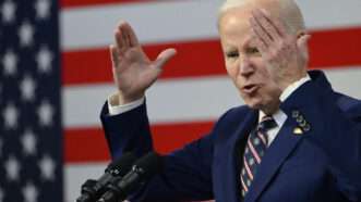 Joe Biden is seen giving a speech at the Finishing Trades Institute | Bastiaan Slabbers/Sipa USA/Newscom