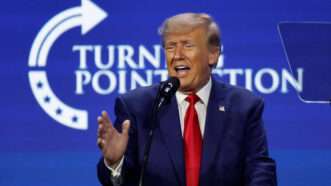 Donald Trump speaks at a Turning Point USA conference | Al Diaz/TNS/Newscom