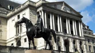 A statue of the Duke of Wellington on his horse, in front of the Bank of England. | Anthony Baggett | Dreamstime.com