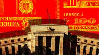 The Federal Reserve is seen in front of red 100-dollar bill | Illustration: Lex Villena; Tananuphong Kummaru 