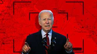 Joe Biden and U.S. drone strikes | Illustration: Lex Villena; Jim Watson / Pool via CNP / SplashNews/Newscom